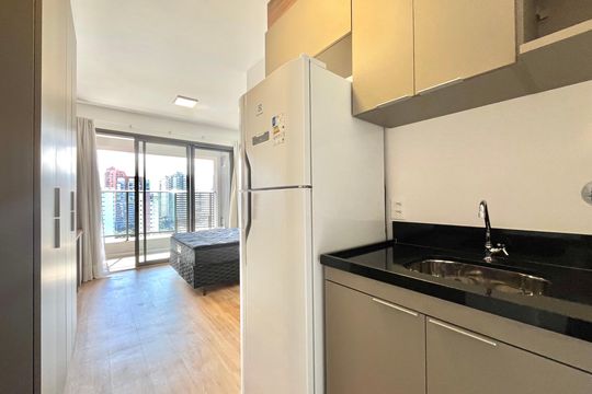 Cozinha de kitnet/studio para alugar com 1 quarto, 26m² em Vila Clementino, São Paulo