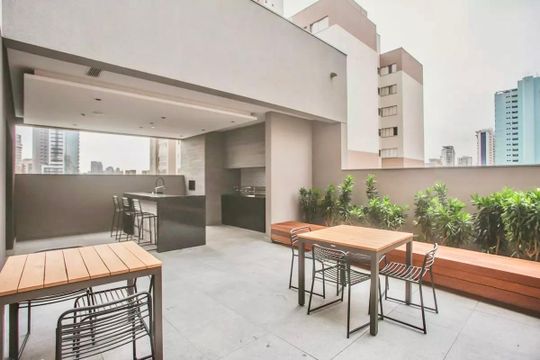 Área comum - Churrasqueira de kitnet/studio para alugar com 1 quarto, 26m² em Vila Clementino, São Paulo