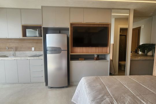 Cozinha de kitnet/studio para alugar com 1 quarto, 27m² em Vitória, Salvador