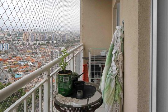 Varanda da Sala de apartamento à venda com 1 quarto, 28m² em Vila Alpina, São Paulo