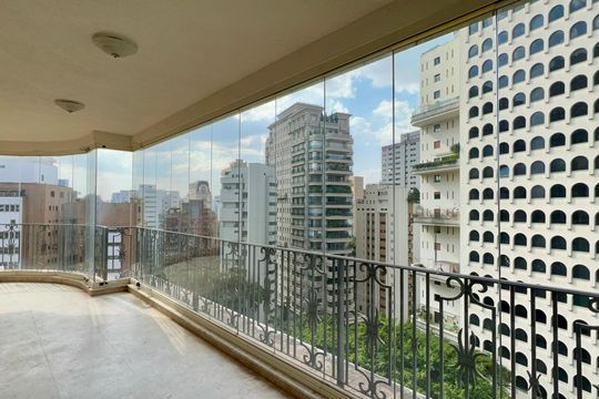 Varanda da Sala 1 de apartamento à venda com 3 quartos, 280m² em Jardim Paulistano, São Paulo