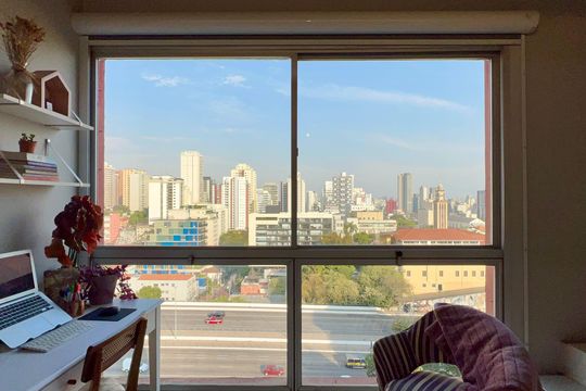 Vista da Sala de apartamento para alugar com 1 quarto, 60m² em Pinheiros, São Paulo