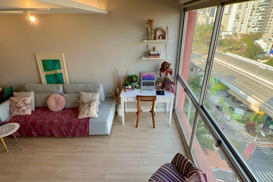 Sala de apartamento para alugar com 1 quarto, 60m² em Pinheiros, São Paulo
