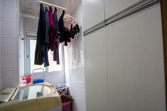 Área de serviço de apartamento à venda com 2 quartos, 58m² em Vila Pires, Santo André