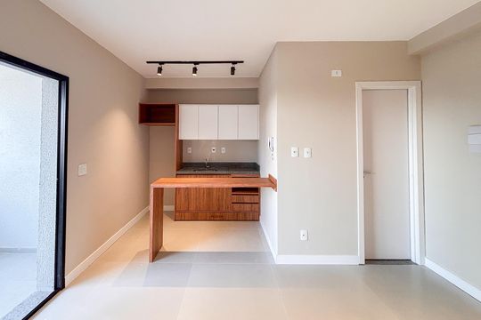 Cozinha de apartamento à venda com 1 quarto, 29m² em Chácara Seis de Outubro, São Paulo
