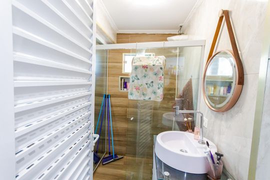 Banheiro da Suíte de apartamento à venda com 3 quartos, 100m² em Jardim Santo Alberto, Santo André