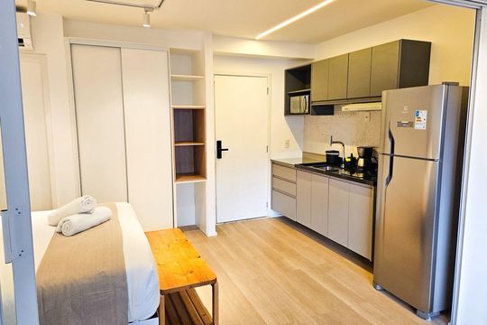 Cozinha de apartamento para alugar com 1 quarto, 37m² em Jardim Paulista, São Paulo