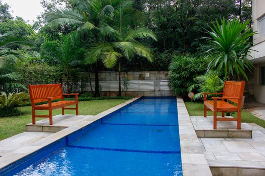 Área comum de apartamento para alugar com 1 quarto, 40m² em Panamby, São Paulo