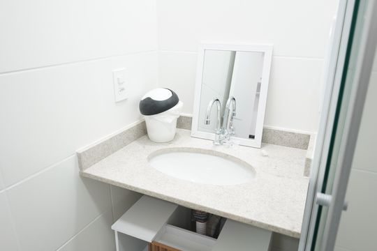 Banheiro de kitnet/studio à venda com 1 quarto, 28m² em Alto da Mooca, São Paulo