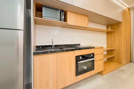 Cozinha de kitnet/studio para alugar com 1 quarto, 24m² em Vila Mariana, São Paulo