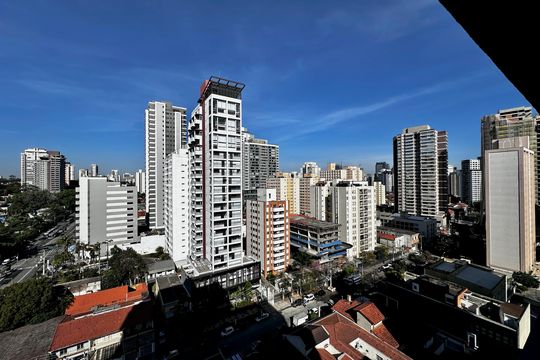 Vista da Sacada de kitnet/studio à venda com 0 quarto, 22m² em Santo Amaro, São Paulo