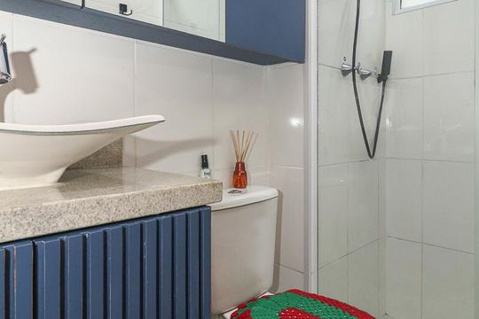 Banheiro de apartamento à venda com 2 quartos, 36m² em Chácara das Pedras, Porto Alegre