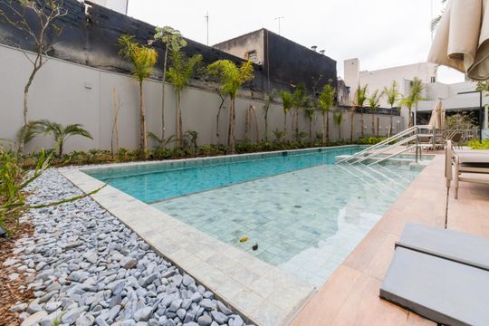 Área comum - Piscina de kitnet/studio à venda com 1 quarto, 27m² em Pinheiros, São Paulo