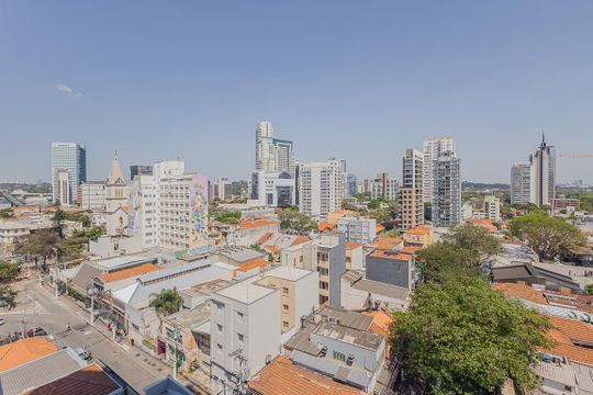 Vista da Varanda de kitnet/studio à venda com 1 quarto, 27m² em Pinheiros, São Paulo