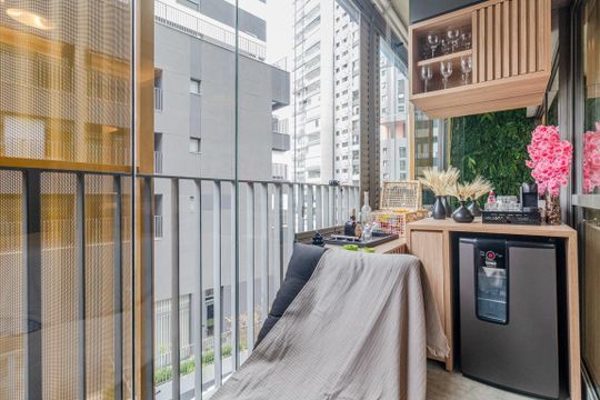Varanda de kitnet/studio à venda com 1 quarto, 25m² em Sumarezinho, São Paulo