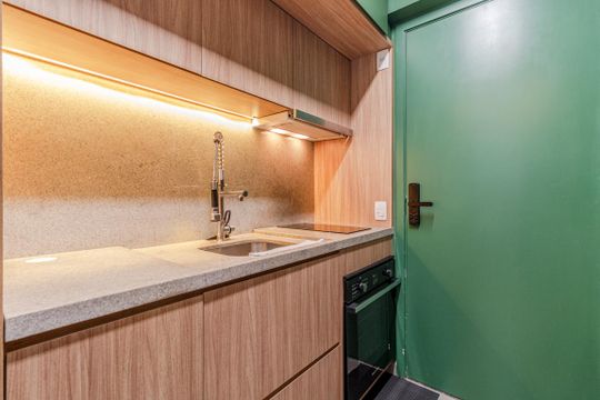 Cozinha de kitnet/studio à venda com 1 quarto, 25m² em Sumarezinho, São Paulo