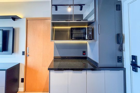Cozinha de apartamento à venda com 1 quarto, 30m² em Sumaré, São Paulo