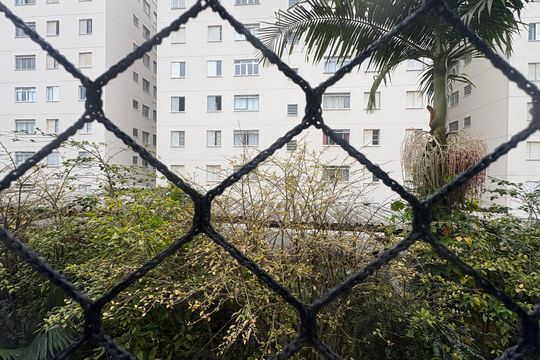 Vista da sala de apartamento à venda com 2 quartos, 60m² em Vila Lutécia, Santo André