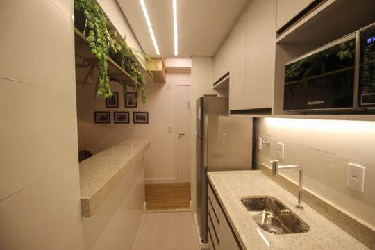 Cozinha de kitnet/studio para alugar com 1 quarto, 37m² em Jardim Portal da Colina, Sorocaba