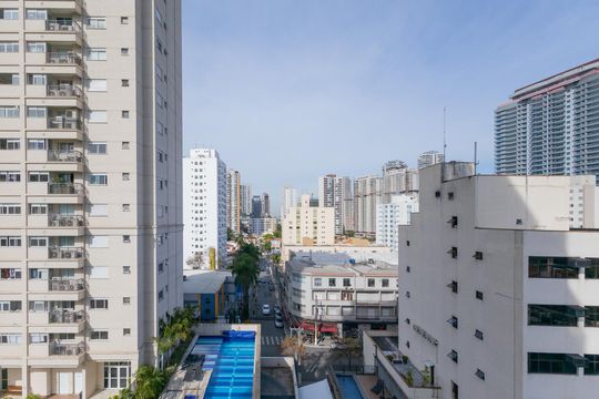 Vista da Sala de apartamento à venda com 1 quarto, 29m² em Vila Cordeiro, São Paulo