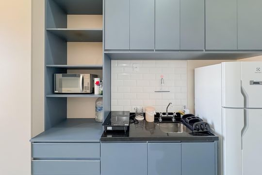 Cozinha de apartamento para alugar com 1 quarto, 25m² em Vila Mariana, São Paulo
