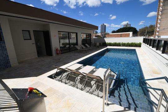 Área comum - Piscina de kitnet/studio à venda com 1 quarto, 48m² em Centro, Campinas