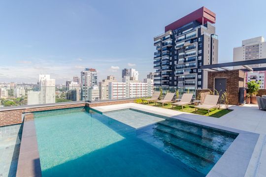 Área comum - Piscina de apartamento à venda com 1 quarto, 41m² em Jardins, São Paulo