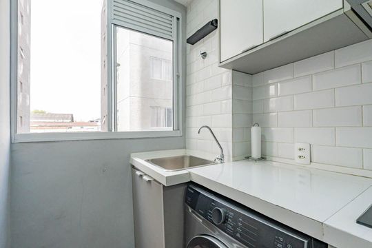 Cozinha e Área de Serviço de apartamento à venda com 2 quartos, 42m² em Vila Cristalia, São Paulo