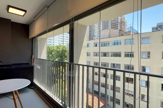 Varanda de kitnet/studio para alugar com 1 quarto, 31m² em Cerqueira César, São Paulo