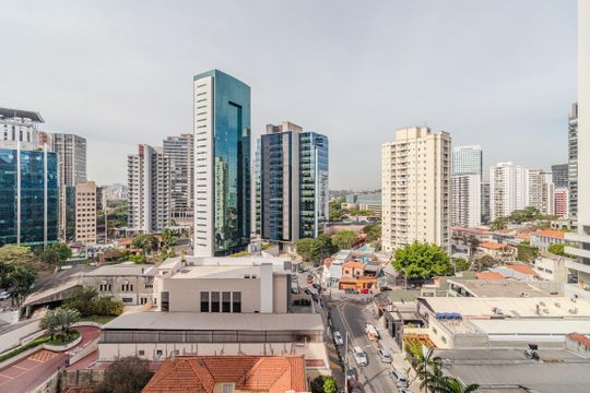 Vista da Varanda de kitnet/studio à venda com 1 quarto, 44m² em Pinheiros, São Paulo