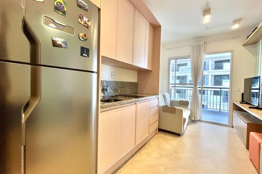 Cozinha de apartamento à venda com 1 quarto, 34m² em Vila Clementino, São Paulo
