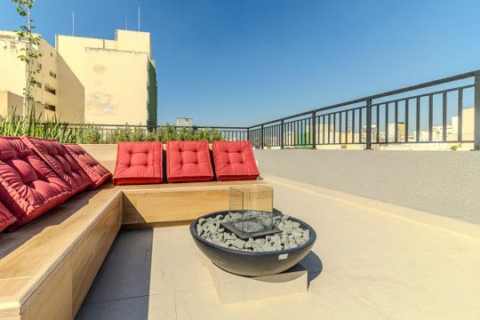 Área comum - lareira  de kitnet/studio para alugar com 1 quarto, 23m² em Santa Cecilia, São Paulo