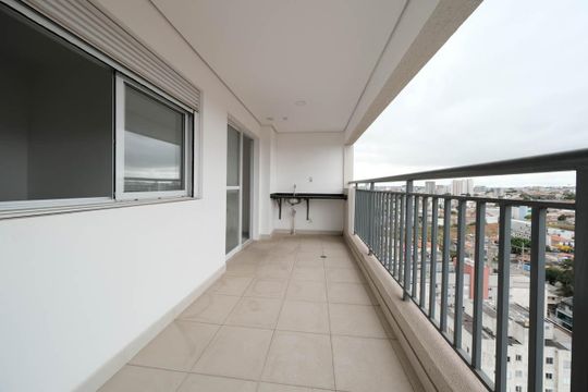 Varanda da Sala/Cozinha de apartamento à venda com 2 quartos, 63m² em Vila Guilhermina, São Paulo