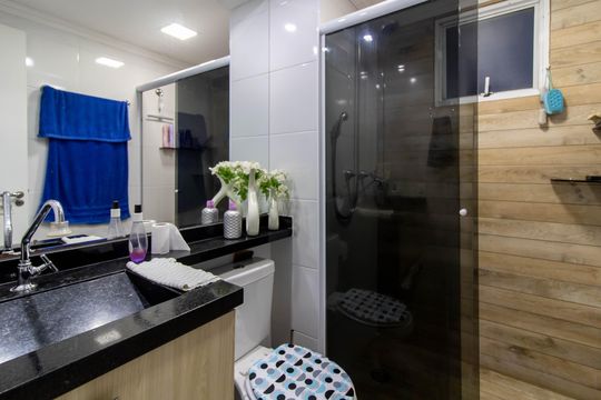 Banheiro de apartamento à venda com 2 quartos, 48m² em Jardim Las Vegas, Guarulhos