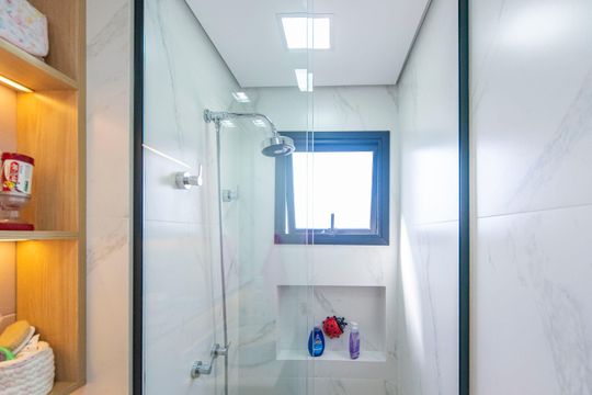 Banheiro da Suíte 1 de apartamento à venda com 3 quartos, 125m² em Vila Santa Teresa, Santo André