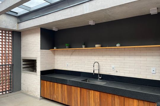 Área comum - Churrasqueira de kitnet/studio à venda com 1 quarto, 26m² em Perdizes, São Paulo
