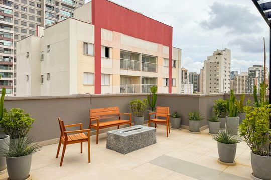 Área comum - Lareira de kitnet/studio para alugar com 1 quarto, 34m² em Vila Mariana, São Paulo