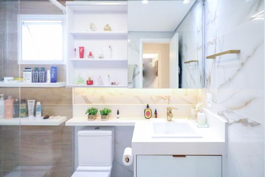 Banheiro da Suíte de apartamento à venda com 2 quartos, 67m² em Santo Antônio, São Caetano do Sul