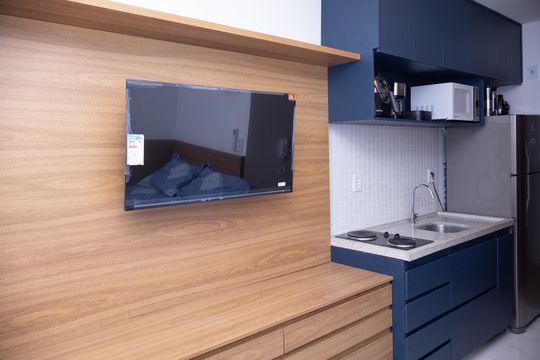 Cozinha de kitnet/studio para alugar com 1 quarto, 21m² em Jardim Armação, Salvador