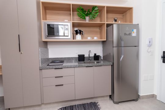 Cozinha de kitnet/studio à venda com 1 quarto, 26m² em Perdizes, São Paulo