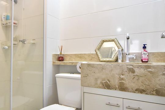 Banheiro Suíte de apartamento à venda com 1 quarto, 24m² em Panamby, São Paulo
