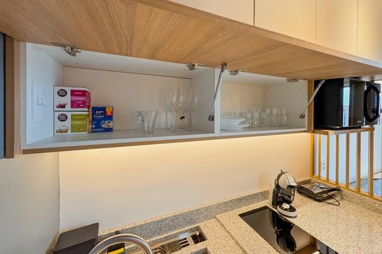 Cozinha de kitnet/studio para alugar com 1 quarto, 22m² em Paraíso, São Paulo
