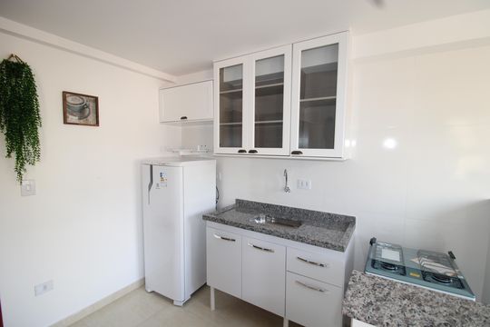 Sala / Cozinha de apartamento para alugar com 1 quarto, 27m² em Vila Nivi, São Paulo