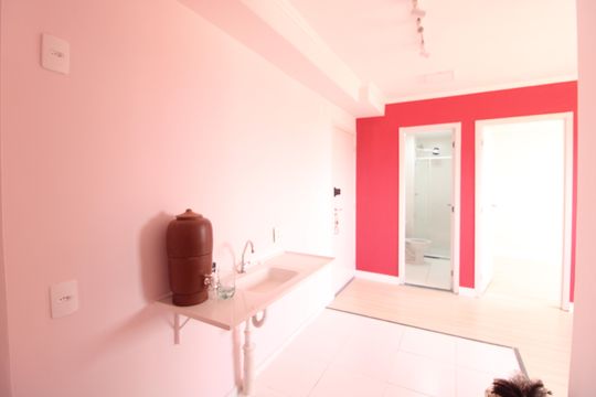 Cozinha de apartamento à venda com 2 quartos, 34m² em Veleiros, São Paulo