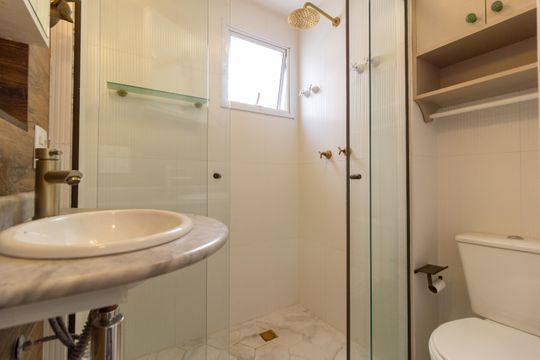 Banheiro de apartamento para alugar com 1 quarto, 44m² em Jardim Paulista, São Paulo