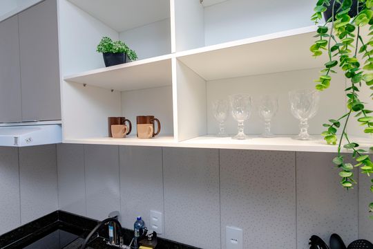 Cozinha de apartamento para alugar com 1 quarto, 27m² em Cidade Monções, São Paulo