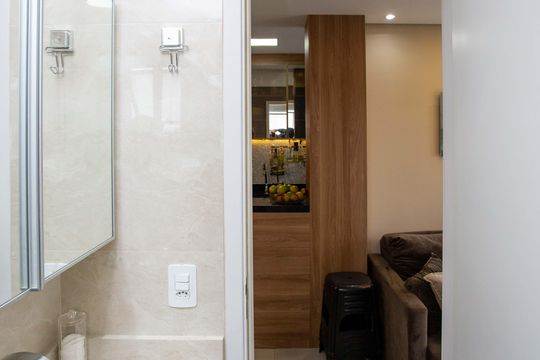 Banheiro Social de apartamento à venda com 2 quartos, 46m² em Centro, Diadema