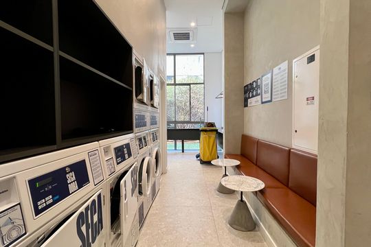 Área comum - Lavanderia de kitnet/studio à venda com 1 quarto, 25m² em Pinheiros, São Paulo