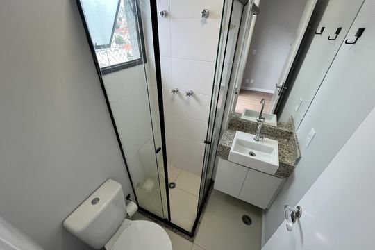 Banheiro da Suíte de apartamento à venda com 1 quarto, 27m² em Jardim São Paulo, São Paulo