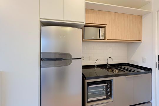 Cozinha de kitnet/studio para alugar com 1 quarto, 23m² em Vila Mariana, São Paulo